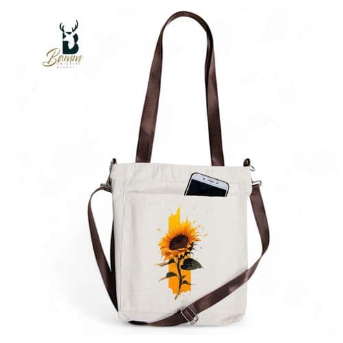 BAMM Beige Tote Bag With Two Adjustable Shoulder Straps