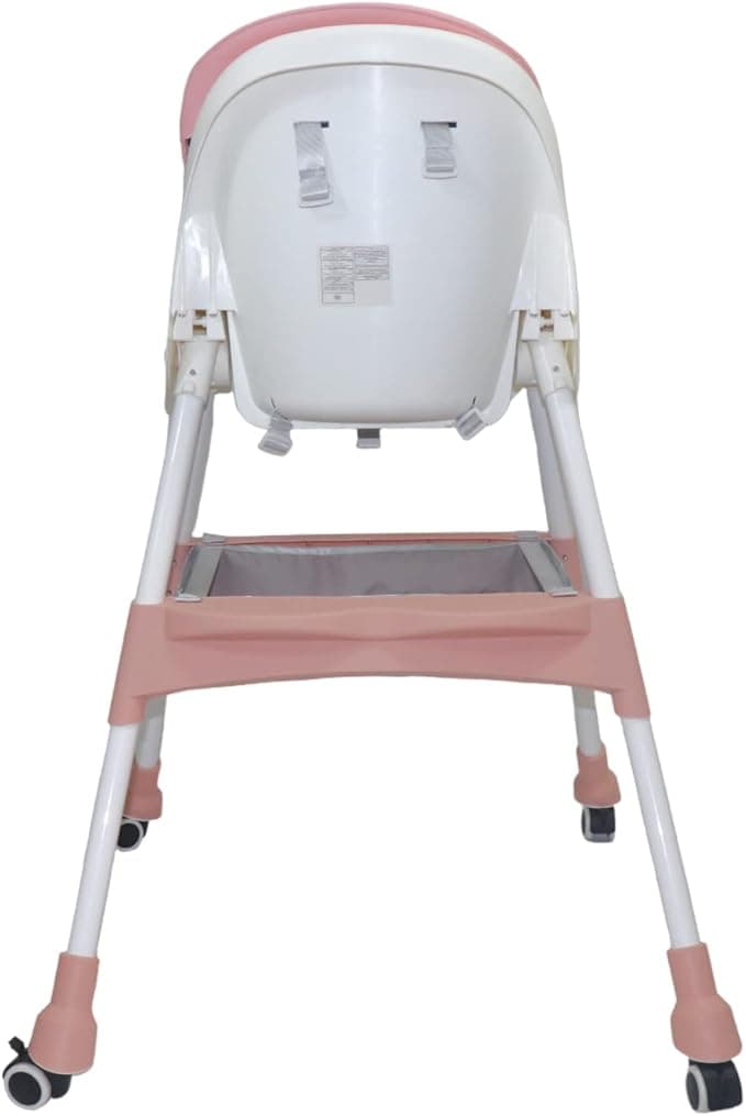 High Chair For Baby With Wheels and Table for Feeding - Pink & White