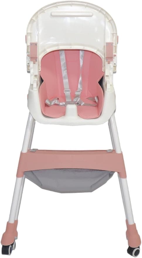 High Chair For Baby With Wheels and Table for Feeding - Pink & White