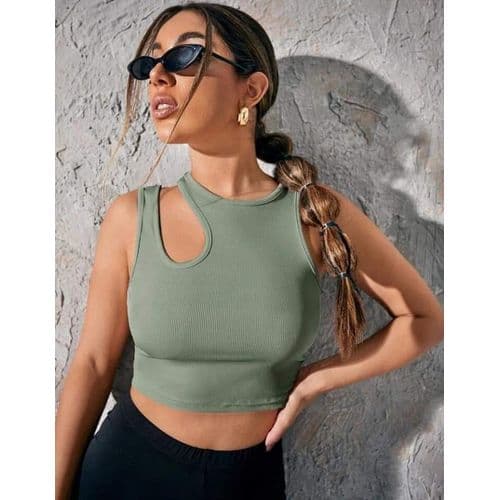 Martina Store Womens T-shirt Made Of Ribbed Cotton - Mint Green