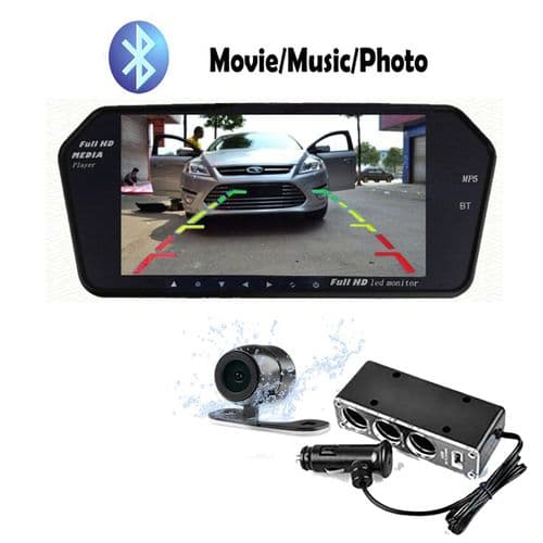 7 Inches Car Rear View Camera Waterproof - 4 LED Usb Power Supply - 3 Sockets