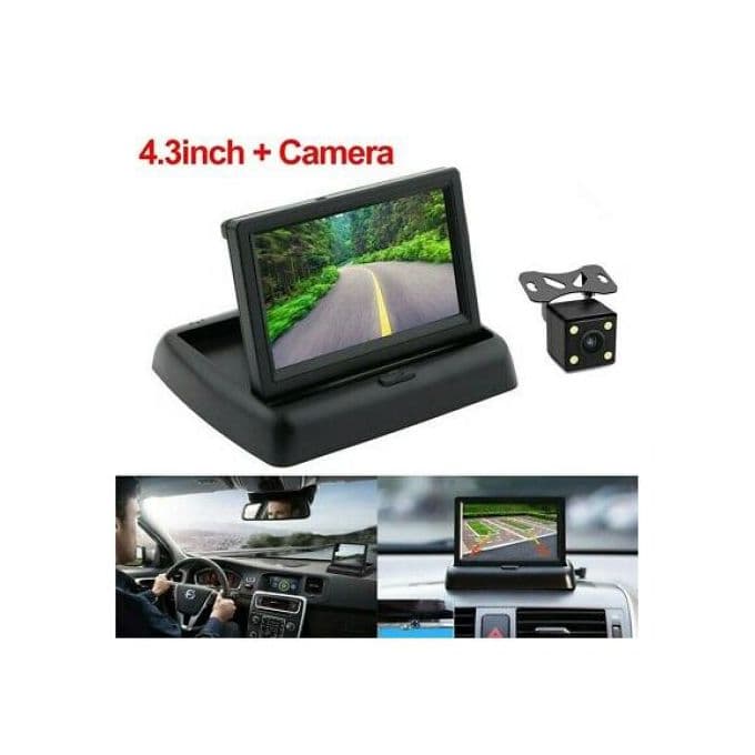 شاشة عرض LCD TFT قابلة للطي مقاس 4.3 بوصة للسيارة مع كاميرا