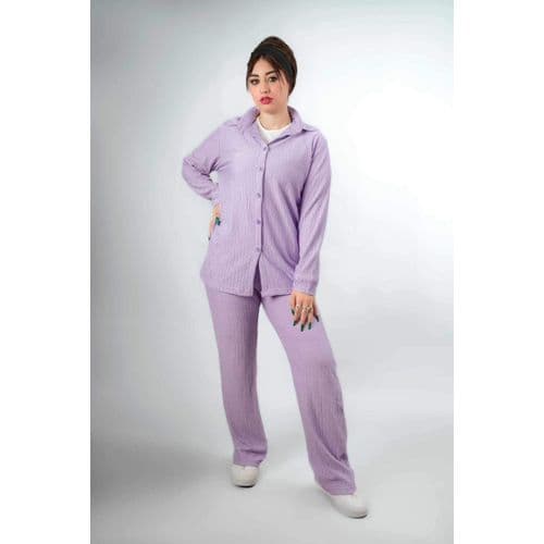 Pants Suit With Pocket Buttoned Shirt