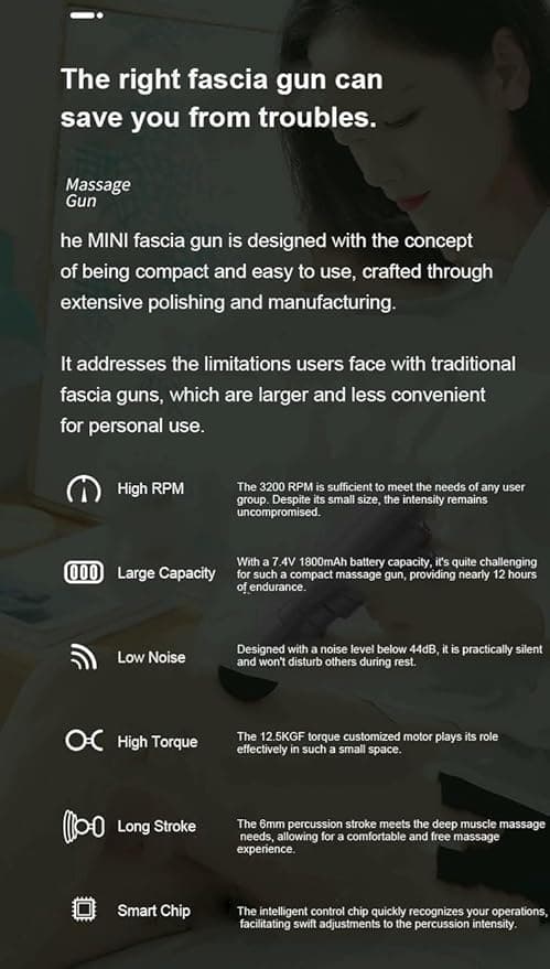 Gurkitsy Massage Gun Mini Fascia Gun USB Rechargeable with storage bag Portable