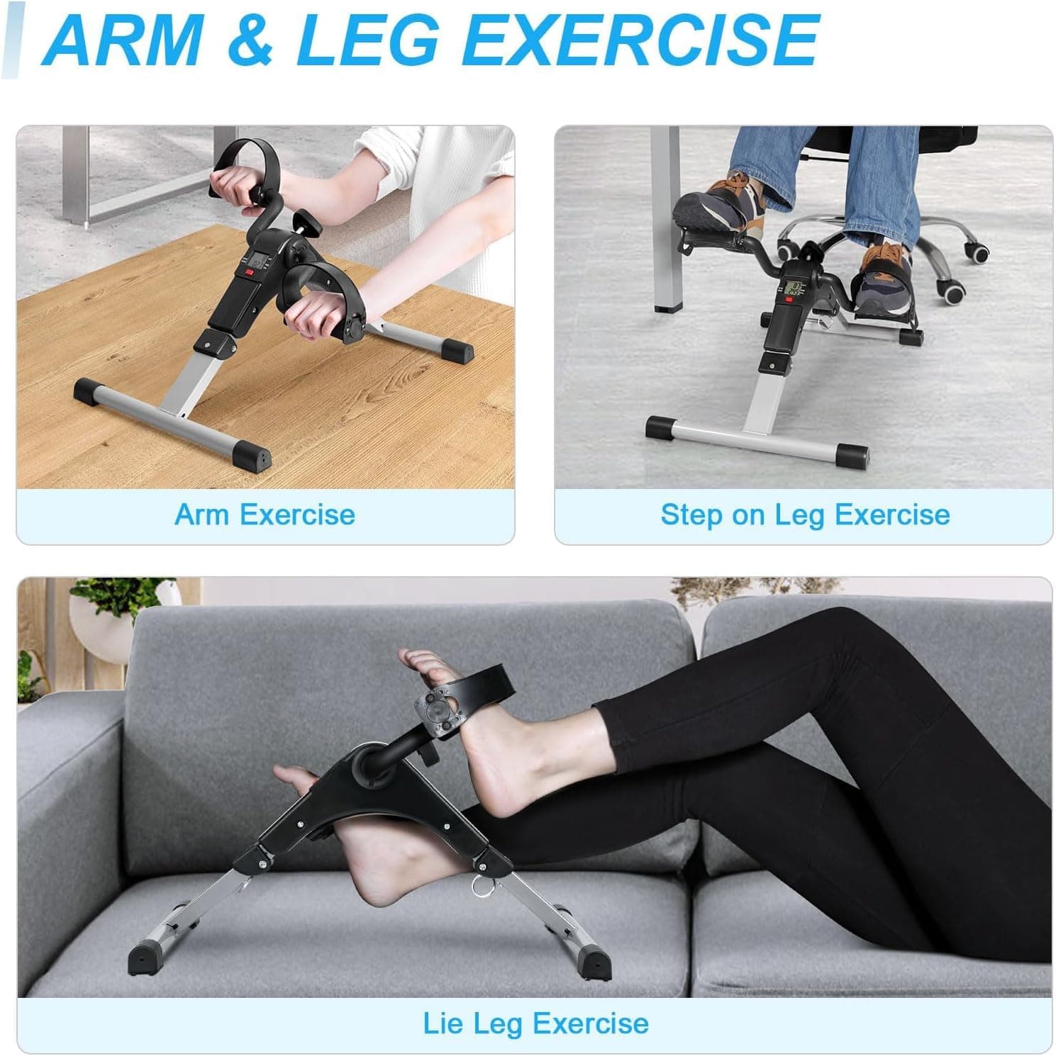 Uten Folding Pedal Exerciser, Mini Under Desk Exercise Bike Foot Hand Cycle Port