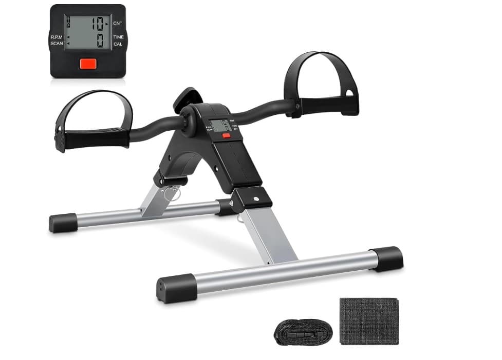 Uten Folding Pedal Exerciser, Mini Under Desk Exercise Bike Foot Hand Cycle Port