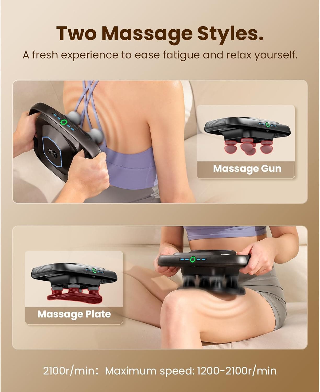 BOB AND BRAD A1 4-Head Massage Gun, FSA HSA Eligible, Massage Gun Deep Tissue wi