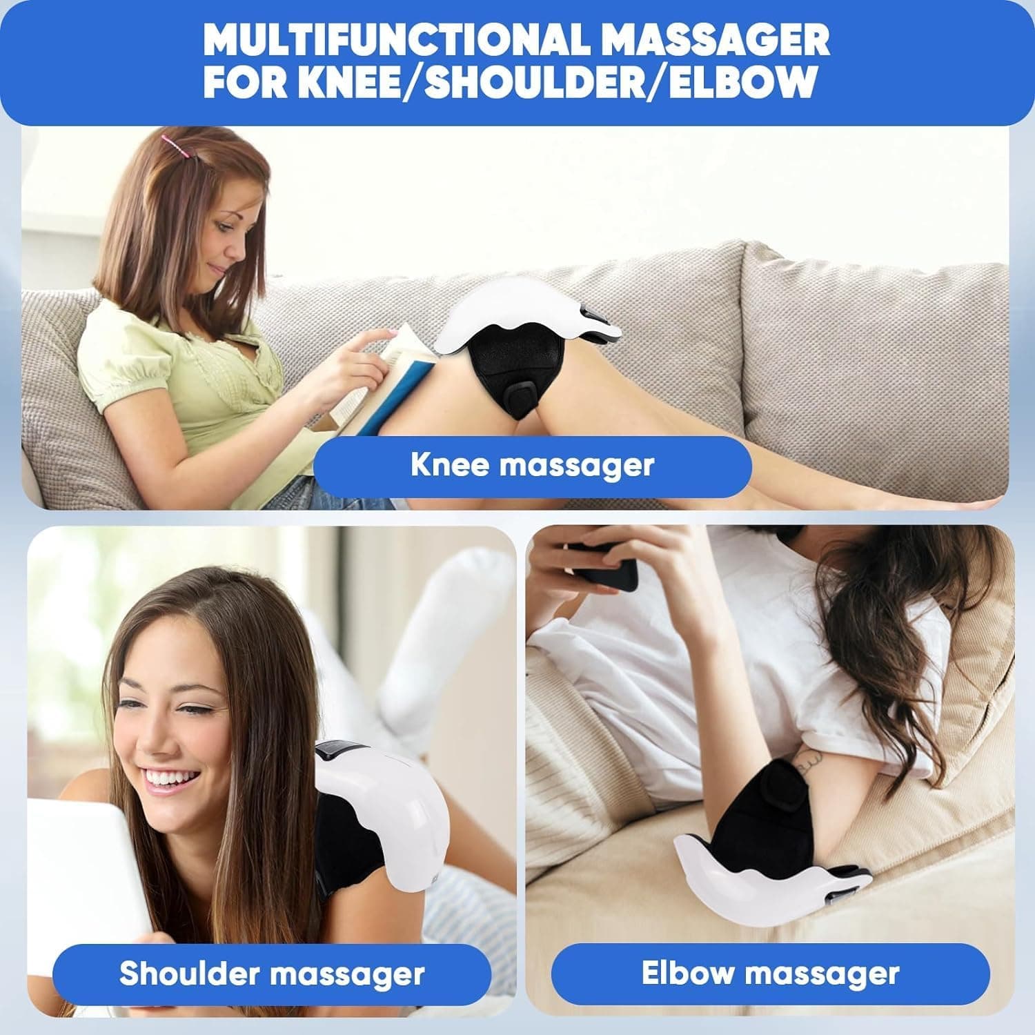 YOUWE7 Knee Massager 9-Levels-Heat-and-Vibration Cordless-Knee-Massager-for-Knee