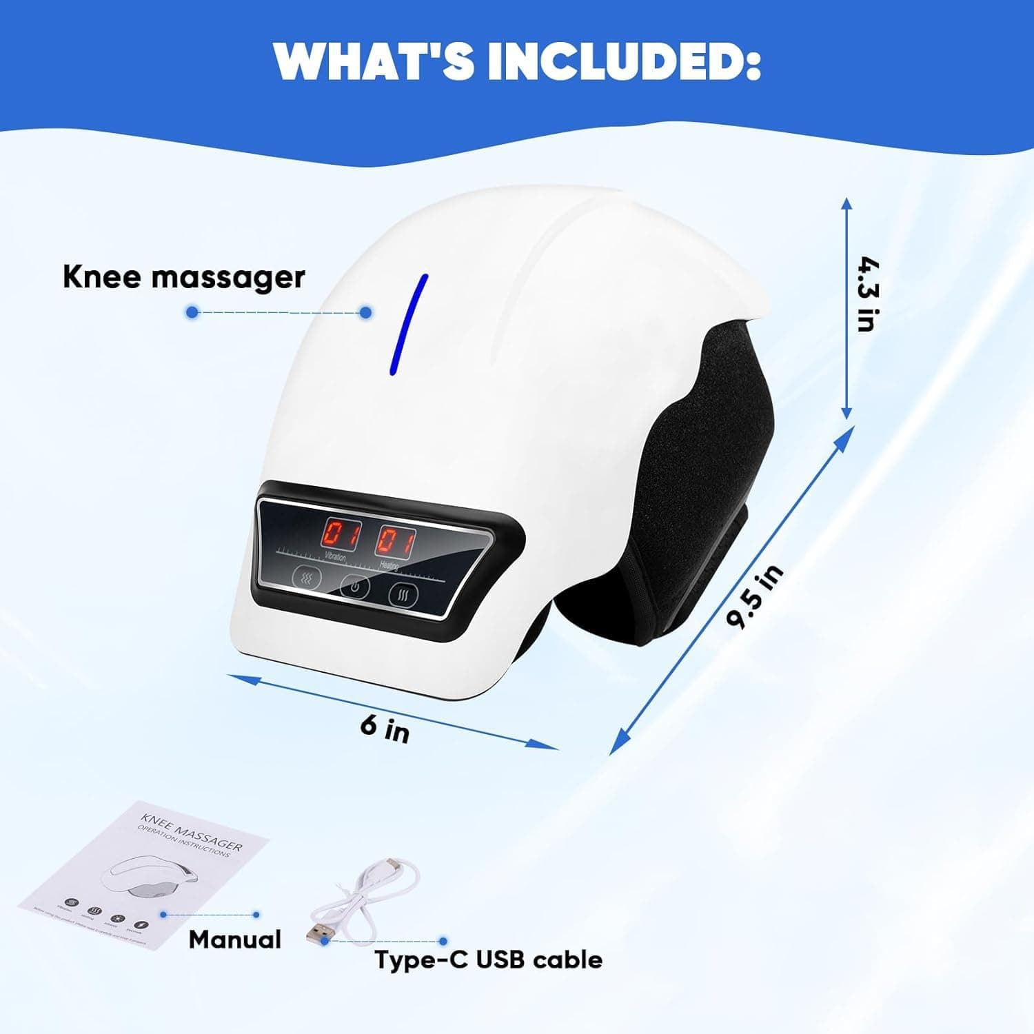 YOUWE7 Knee Massager 9-Levels-Heat-and-Vibration Cordless-Knee-Massager-for-Knee