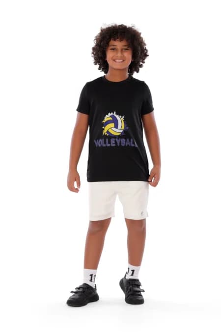 Boys Black Volleyball T-shirt Breathable, Comfortable Design