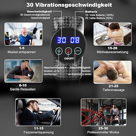 Massage Gun Muscle Percussion Massager with 30 Speeds 6 Massage Heads Hand Massa