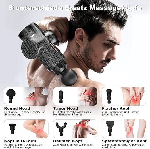 Massage Gun Muscle Percussion Massager with 30 Speeds 6 Massage Heads Hand Massa