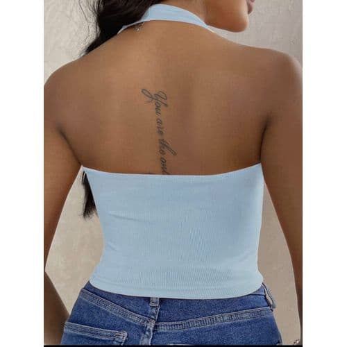 Martina Store Womens T-shirt Made Of Ribbed Cotton - Baby Blue