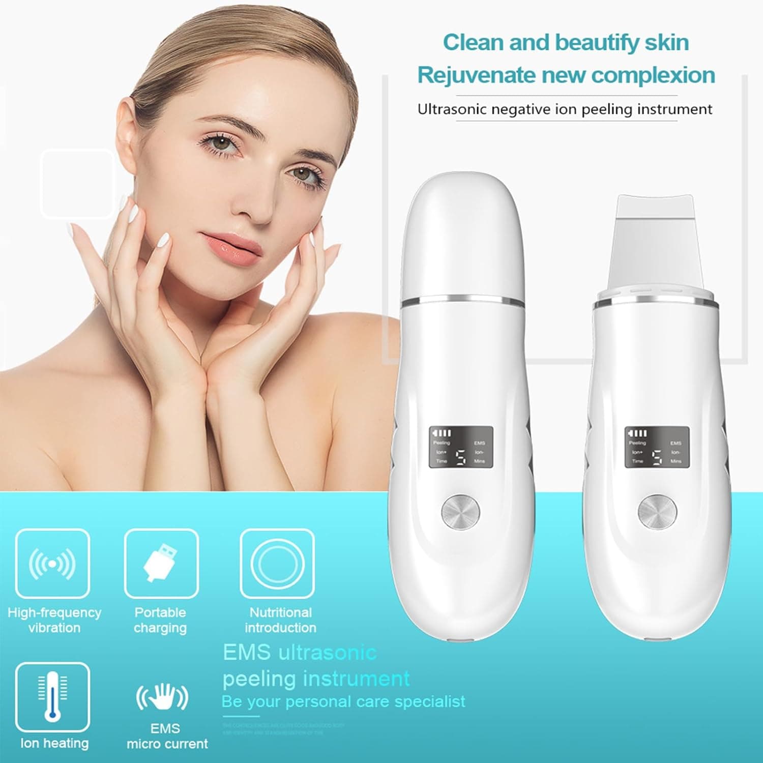 Beauenty Ultrasonic Skin Scrubber Face Spatula, Skin Spatula Pore Cleaner, Skin
