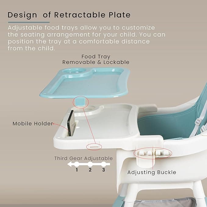 Baybee 3 in 1 Auro Baby High Chair for Kids Feeding with 3 Height Adjustable & B