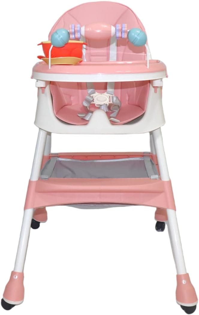 High Chair For Baby With Wheels and Table With Toys & Baby Food Storage Containe