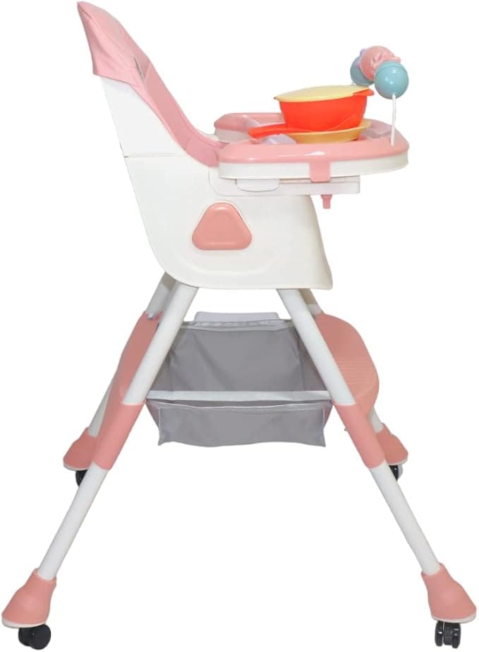 High Chair For Baby With Wheels and Table With Toys & Baby Food Storage Containe