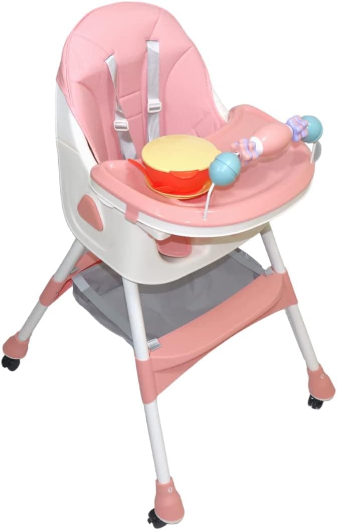 High Chair For Baby With Wheels and Table With Toys & Baby Food Storage Containe