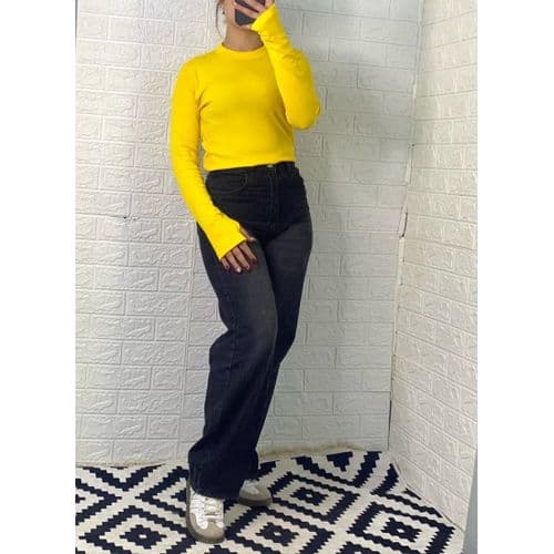 Martina Store Womens T-shirt Made Of Ribbed Cotton - Yellow