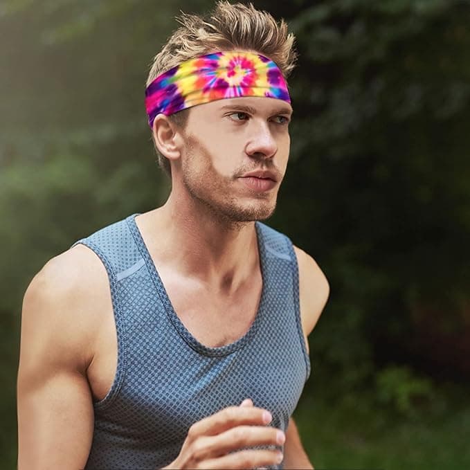 Kuiaobaty Color Tie Dye Workout Headband for Women - Mens Sports Sweatband Hippi
