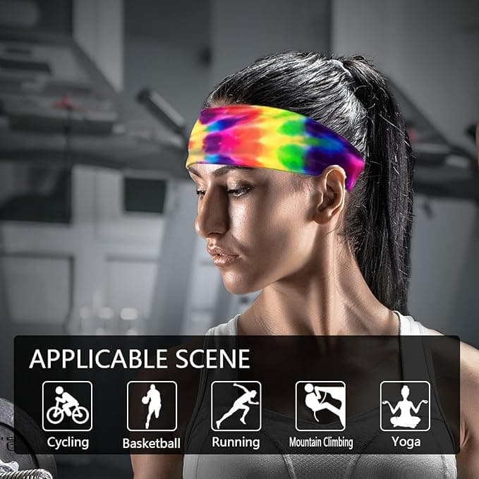 Kuiaobaty Color Tie Dye Workout Headband for Women - Mens Sports Sweatband Hippi