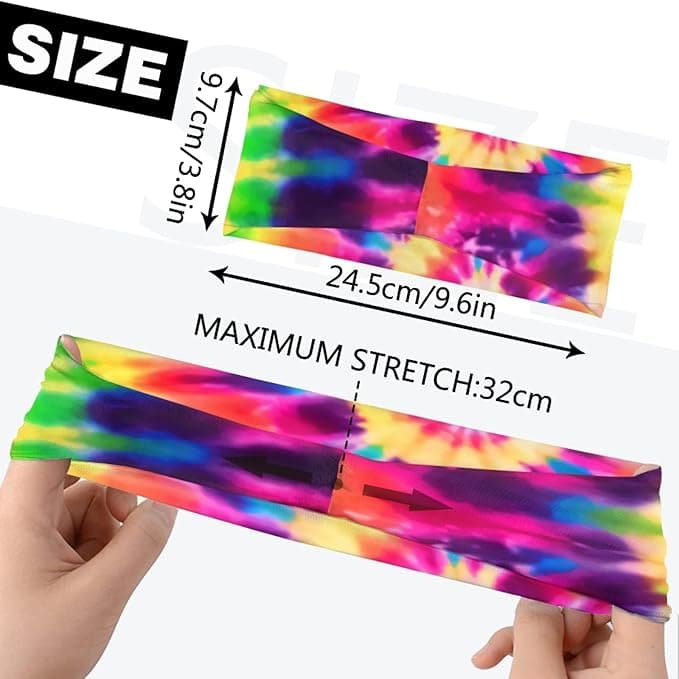 Kuiaobaty Color Tie Dye Workout Headband for Women - Mens Sports Sweatband Hippi