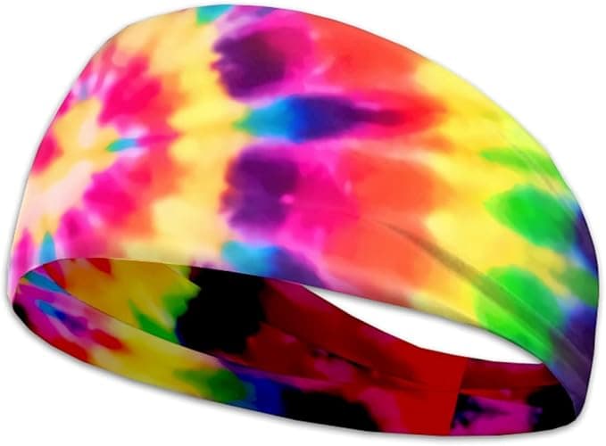 Kuiaobaty Color Tie Dye Workout Headband for Women - Mens Sports Sweatband Hippi