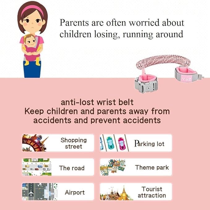 Eidyer Anti Lost Safety Wrist Link Belt Children Harness Belt Safety Adjustable
