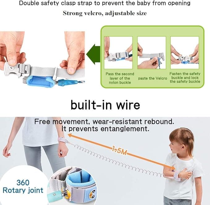 Eidyer Anti Lost Safety Wrist Link Belt Children Harness Belt Safety Adjustable