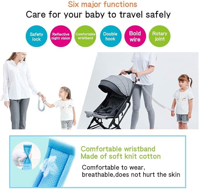 Eidyer Anti Lost Safety Wrist Link Belt Children Harness Belt Safety Adjustable