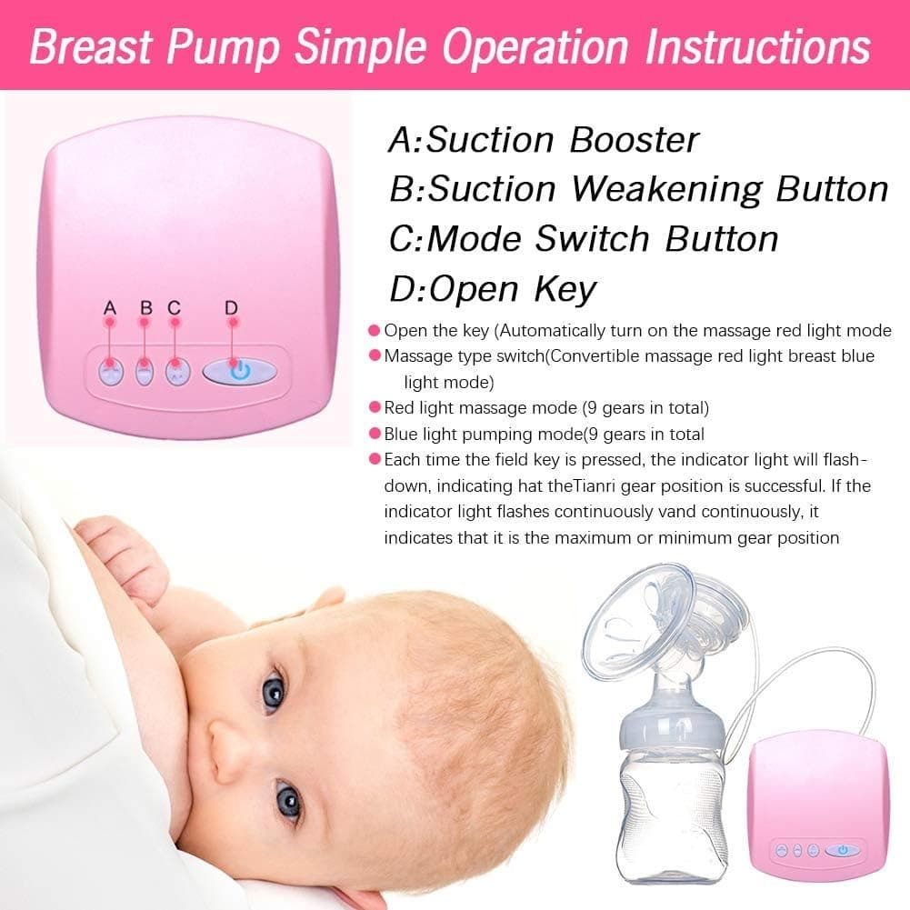 Mumoo Bear Electric Breast Pump, Portable Breast Feeding Pump Nursing Breast Mas