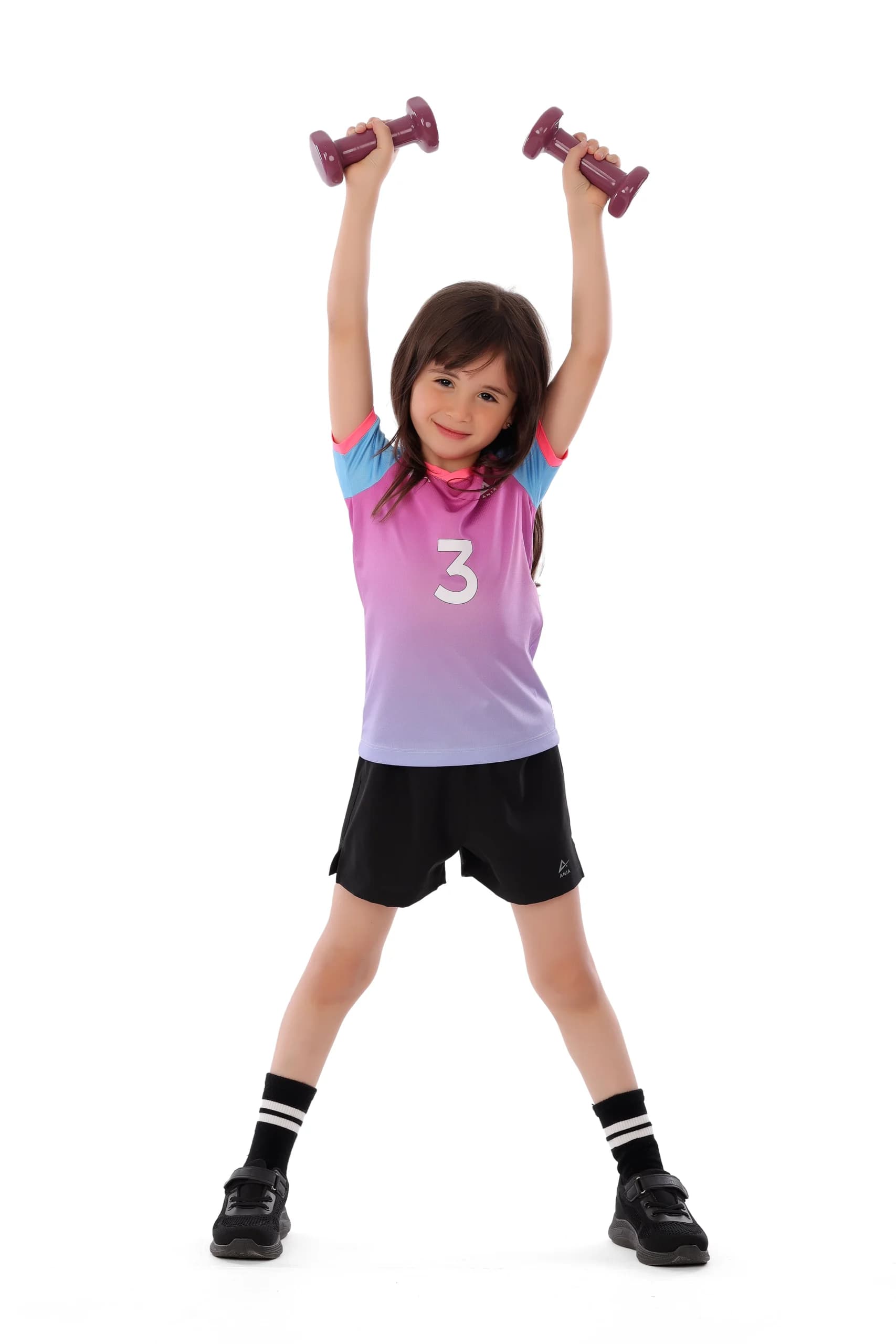 Girls Purple Football T-shirt Breathable, Comfortable Design