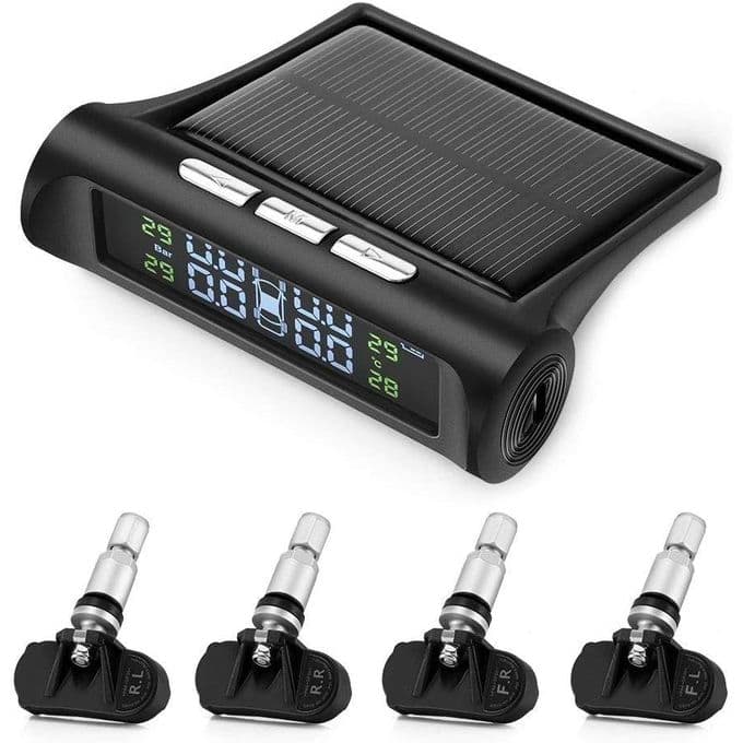3X Solar Tpms Car Tire Pressure Alarm Monitoring System 4 External Automatic Ala