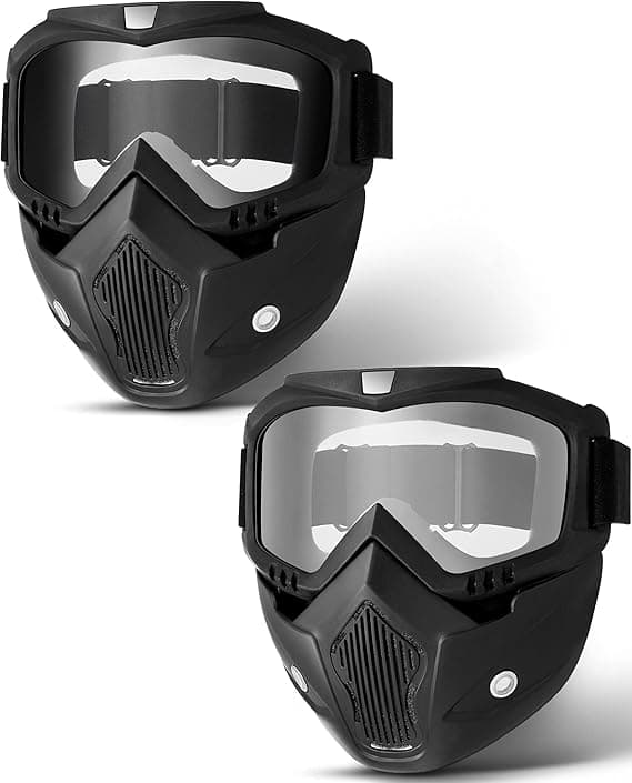 2 Pieces Motorcycle Goggles Helmet Riding Goggles Glasses With Face Cover Gray,