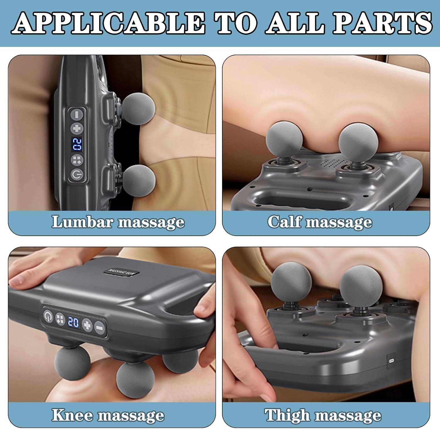 TUSAUW 4-Head Massage Gun Deep Tissue, Muscle Massager with 20 Intensities & 6 M