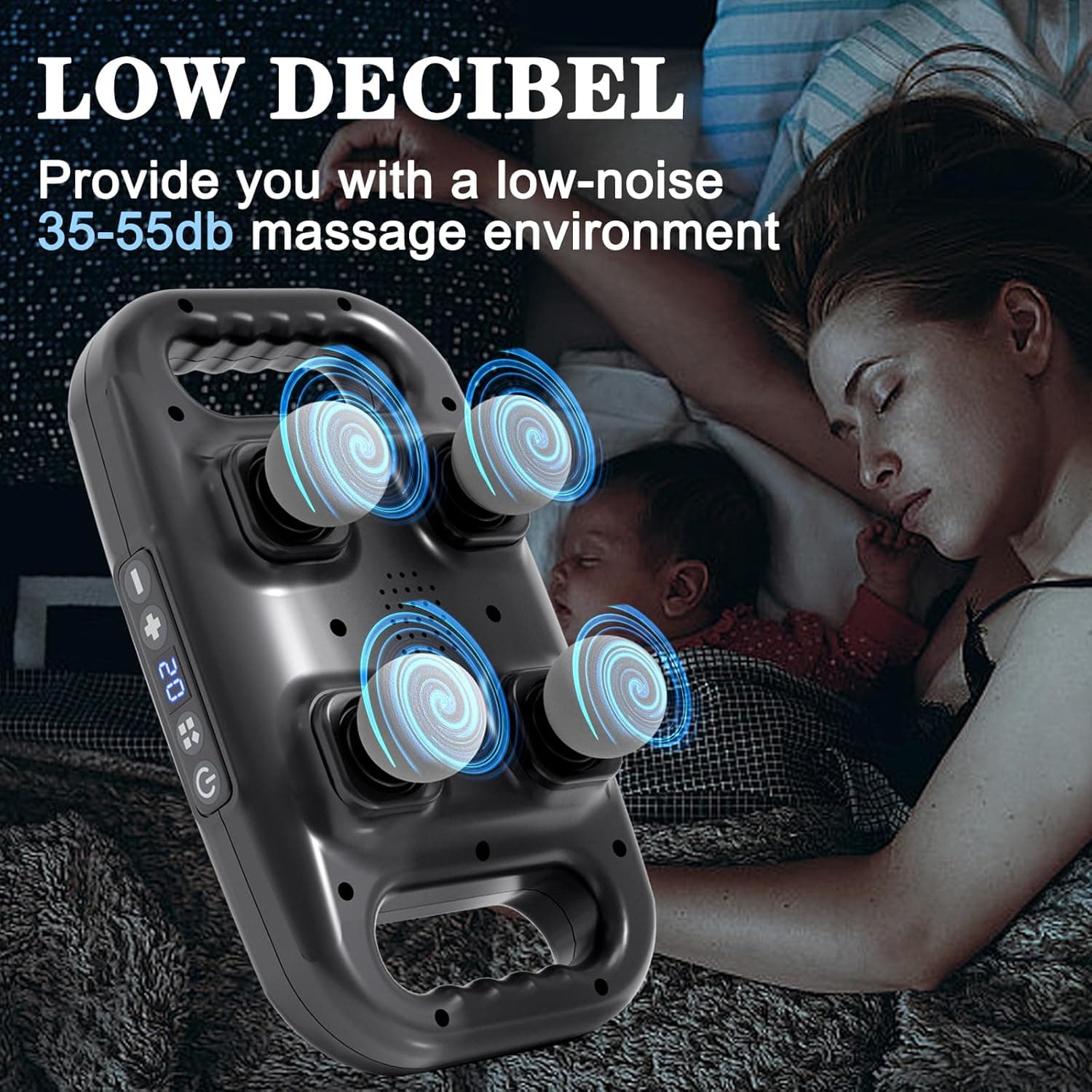 TUSAUW 4-Head Massage Gun Deep Tissue, Muscle Massager with 20 Intensities & 6 M