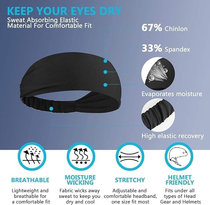 DD Mens Women Headband Mens Sweatband Sports Headband for Running, Crossfit, Cyc
