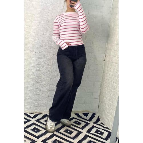 Martina Store Womens T-shirt Made Of Ribbed Cotton - White & Fuchsia