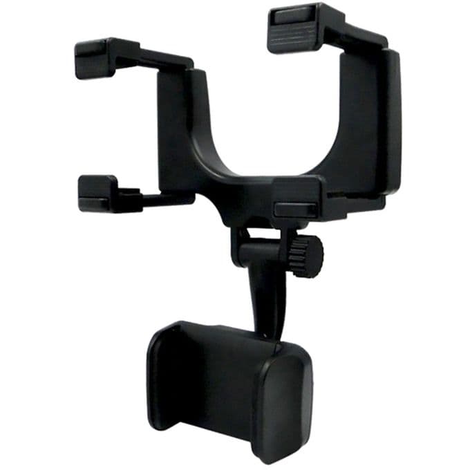 Car Rearview Mirror Mount Phone Holder - Black