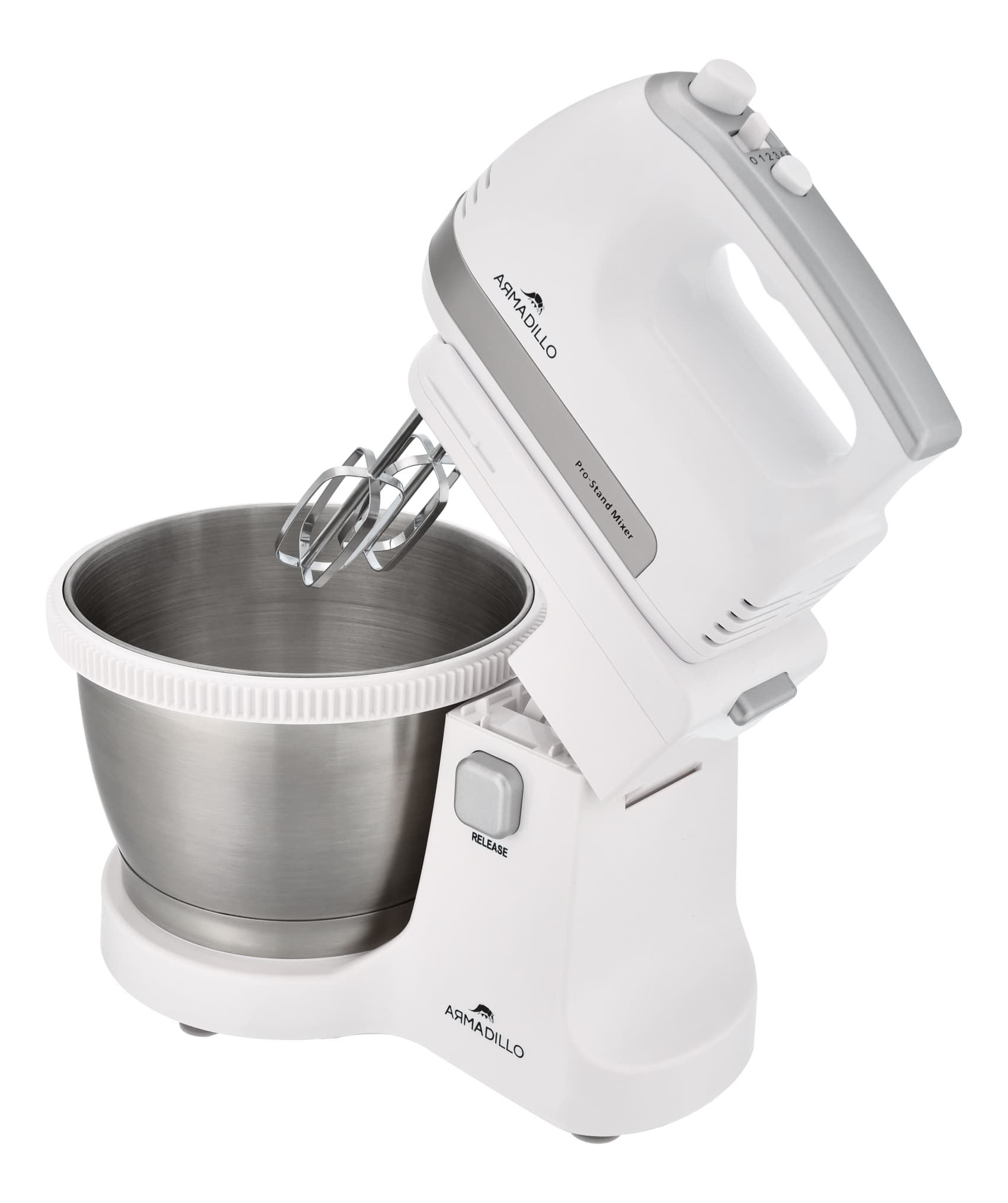 Armadillo mixer, 500 watt, 5 speed, 3.5 liter bowl, White