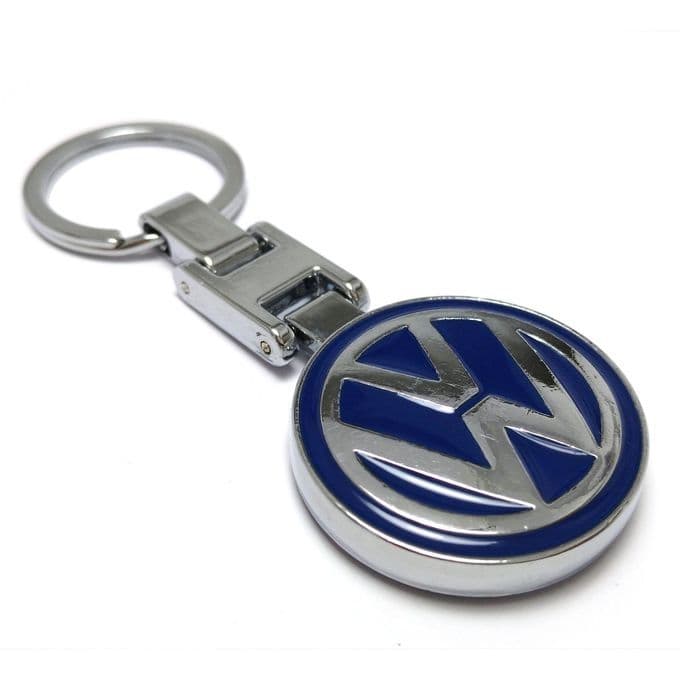 Volkswagen car medallion, nickel plated metal, double-sided logo, medium quality