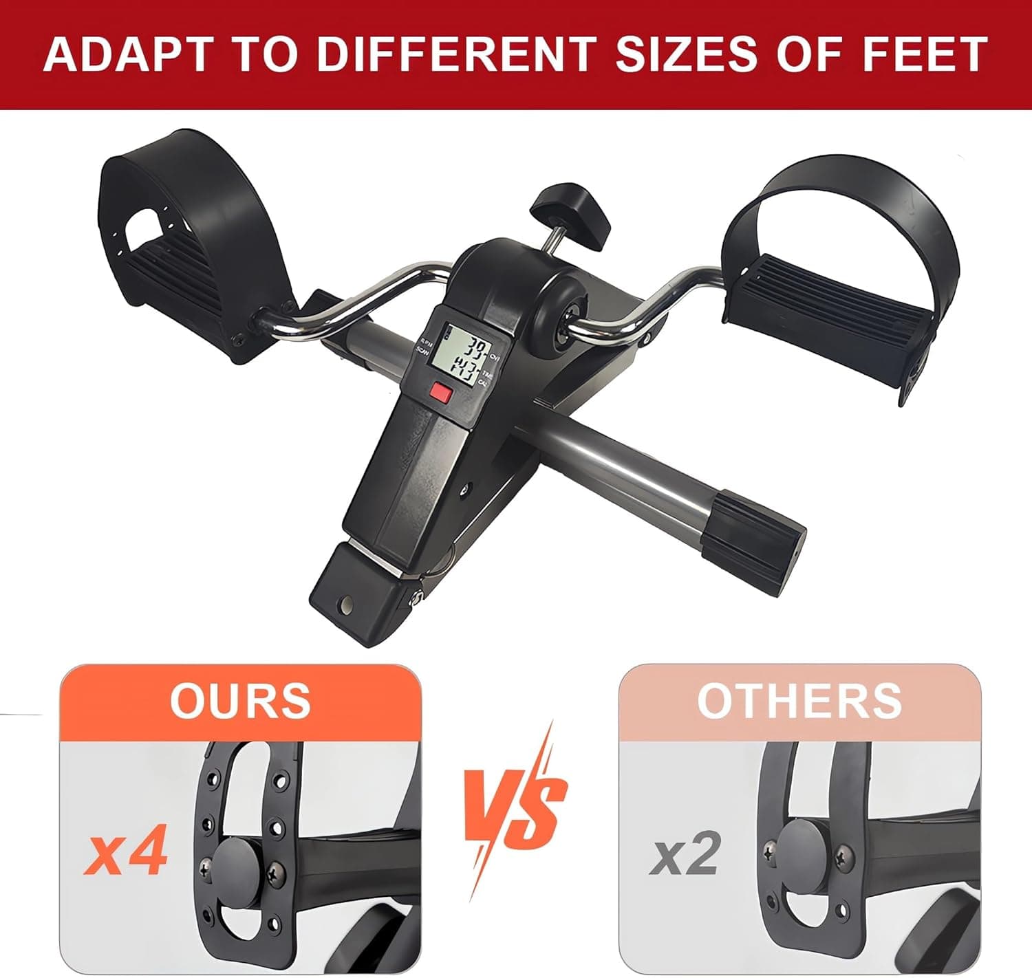 Isenham Folding Floor pedal exercise bike, floor bike pedal exerciser for senior