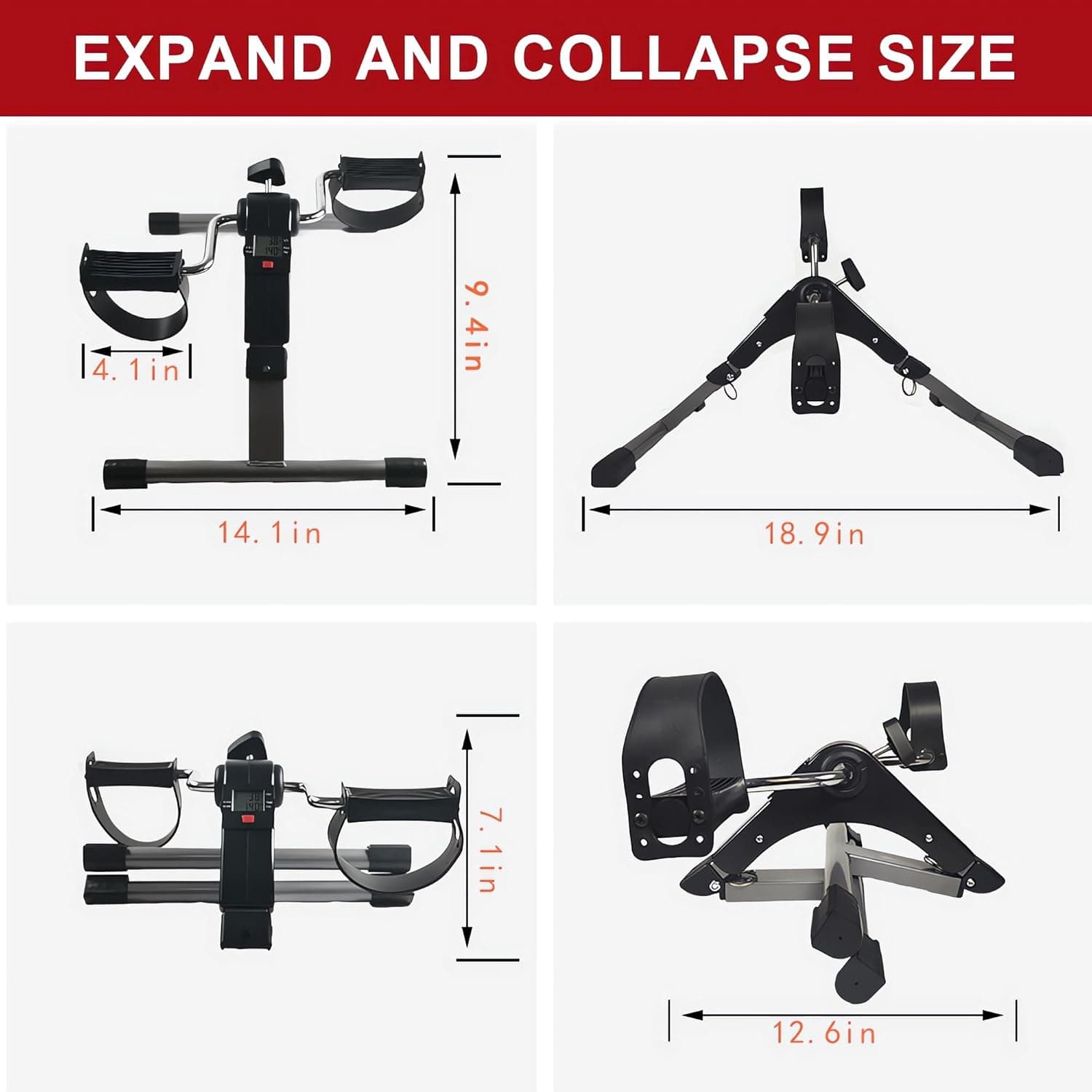 Isenham Folding Floor pedal exercise bike, floor bike pedal exerciser for senior