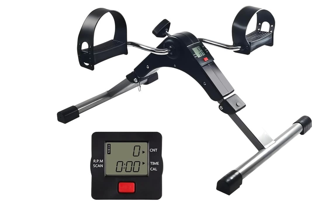 Isenham Folding Floor pedal exercise bike, floor bike pedal exerciser for senior