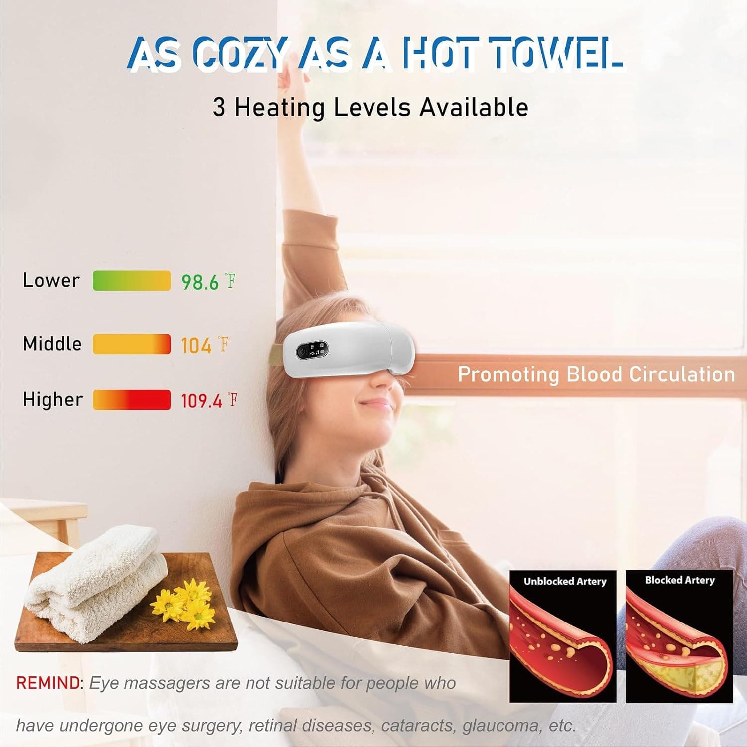 Eye Massager with Heat, FSA or HSA Eligible Rechargeable Eyes Massage Machine,