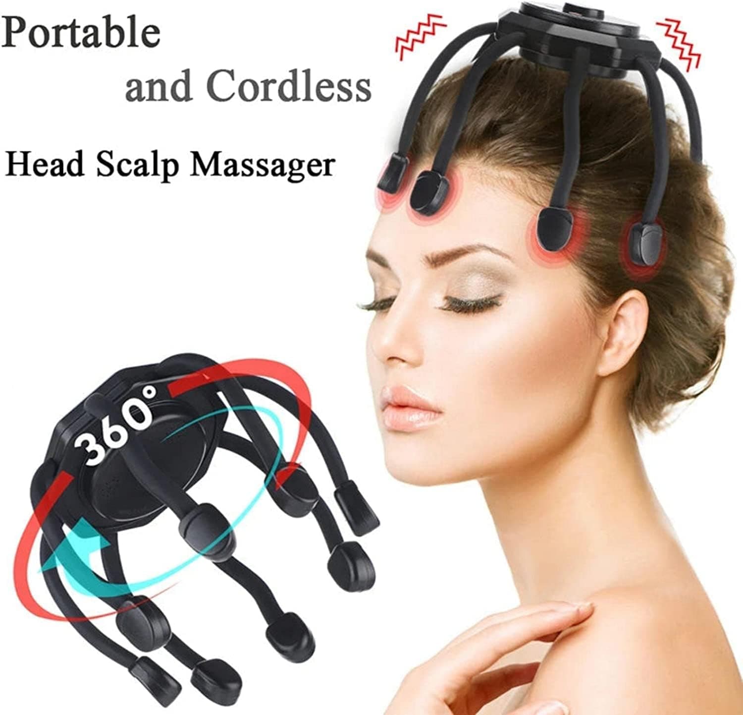 Electric Scalp Massager - Cordless Portable Head Scratcher Massager, Octopus Hea