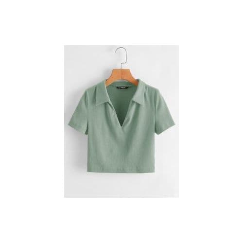Martina Store Womens T-shirt Made Of Ribbed Cotton - Mint Green