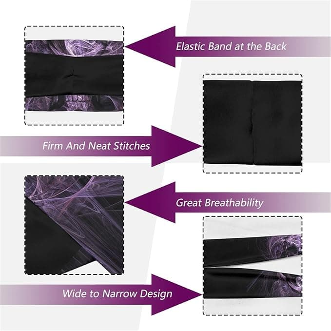 Headbands for Men Cool Skulls Print Sweatbands for Sport Workout, Purple Skeleto