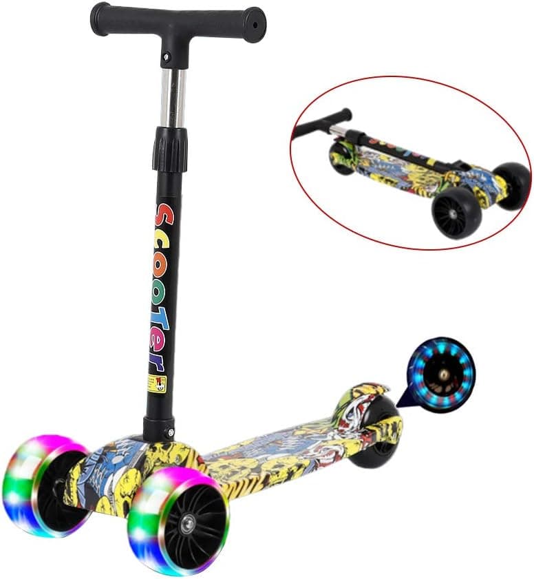 Inder Kids 3 wheel Mini Height- Adjustable Kick Scooter, 3-6Years-Old Graffiti