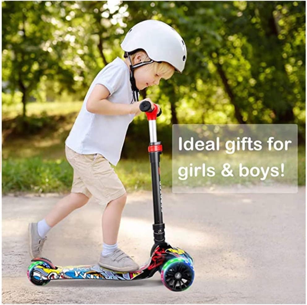 Inder Kids 3 wheel Mini Height- Adjustable Kick Scooter, 3-6Years-Old Graffiti